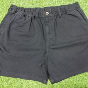 Black cotton shorts with elastic waistband and back pocket featuring "Core" branding,