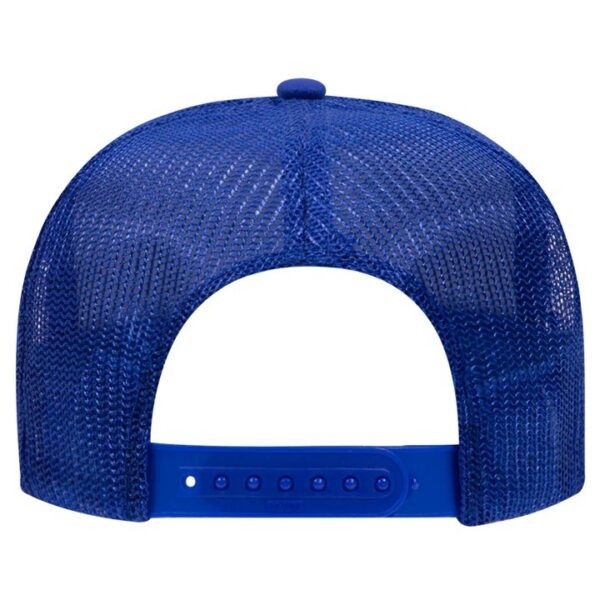 Royal blue trucker cap with a mesh back and curved brim.